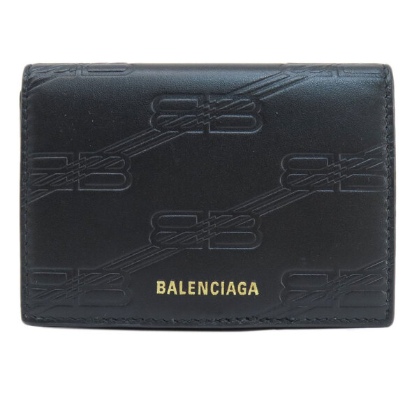 BALENCIAGA Black Monogram Leather Wallet - Picture 1 of 11